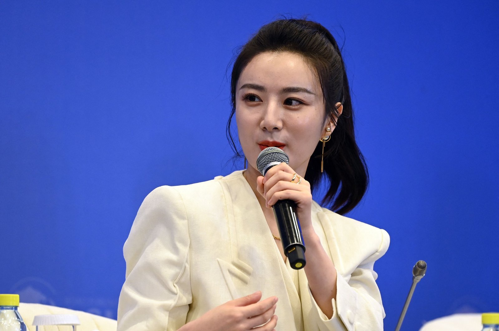 E-commerce livesreamer Huang Wei, also known as Viya, speaks during the Boao Forum for Asia (BFA) in Boao, Hainan province, China, April 20, 2021. (Photo by CNS via AFP)