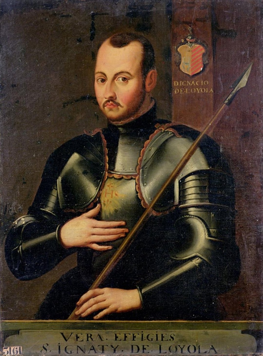 Ignatius of Loyola in his armor in a 16th-century painting. (Wikimedia)