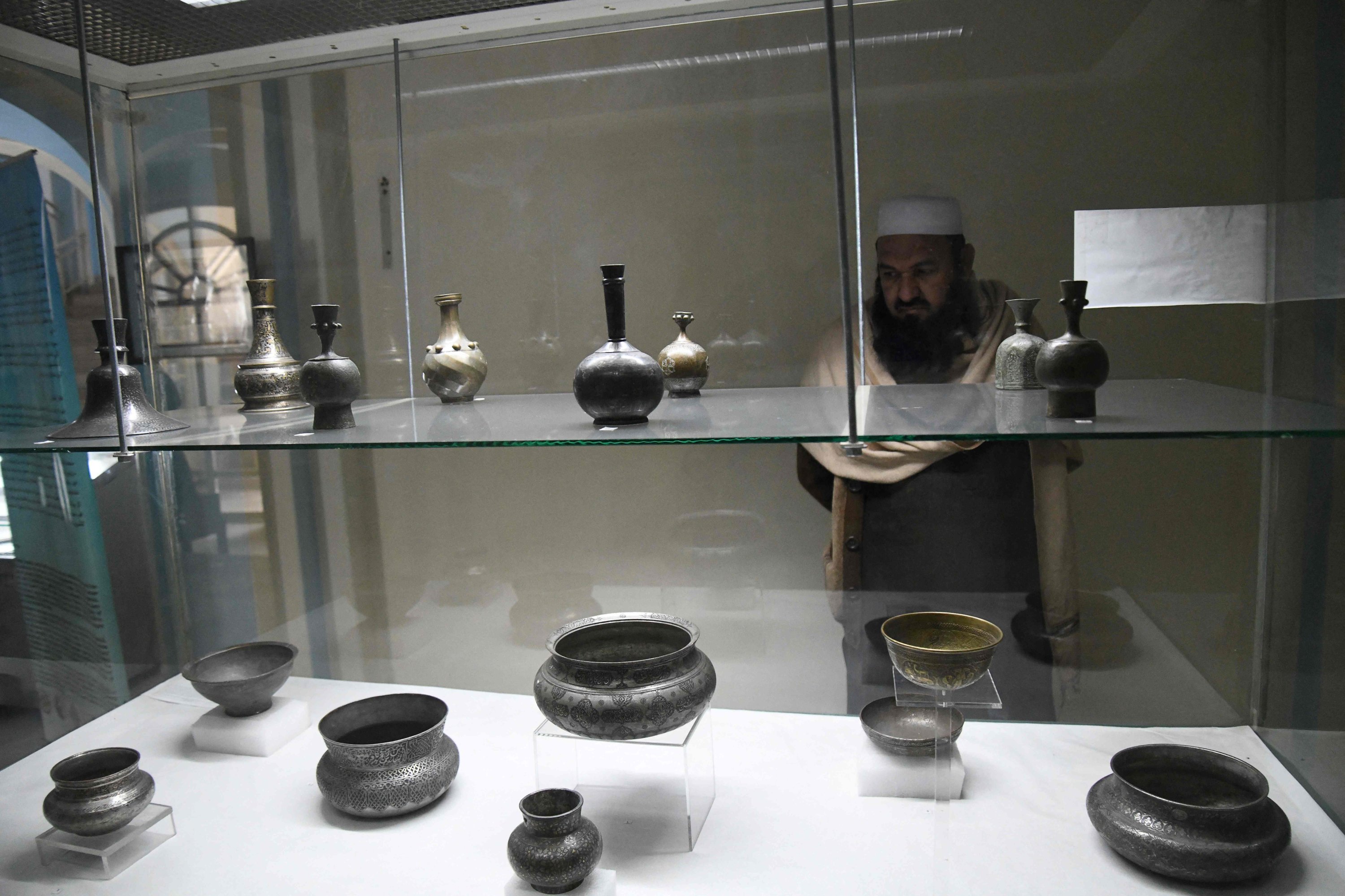 A man visits the National Museum of Afghanistan in Kabul, Afghanistan, Dec. 12, 2021.  (AFP)