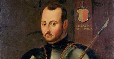 Ignatius of Loyola in his armor in a 16th-century painting. (Wikimedia)