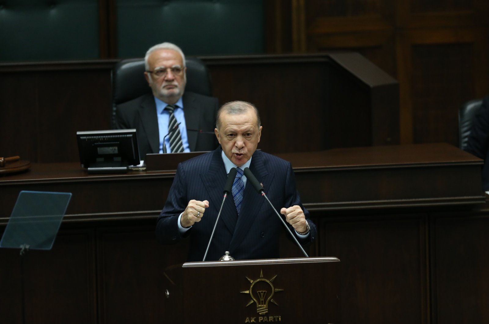 President Recep Tayyip Erdoğan speaks at the AK Party parliamentary meeting in Ankara, Turkey, Dec. 1, 2021. (IHA File Photo)
