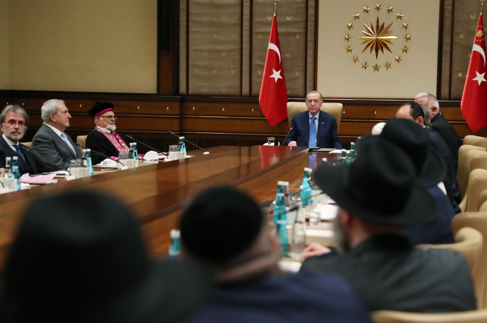 President Recep Tayyip Erdoğan is seen during a meeting with representatives from the Jewish community at the Presidential Complex in Ankara, Turkey, Dec. 22, 2021. (AA Photo)