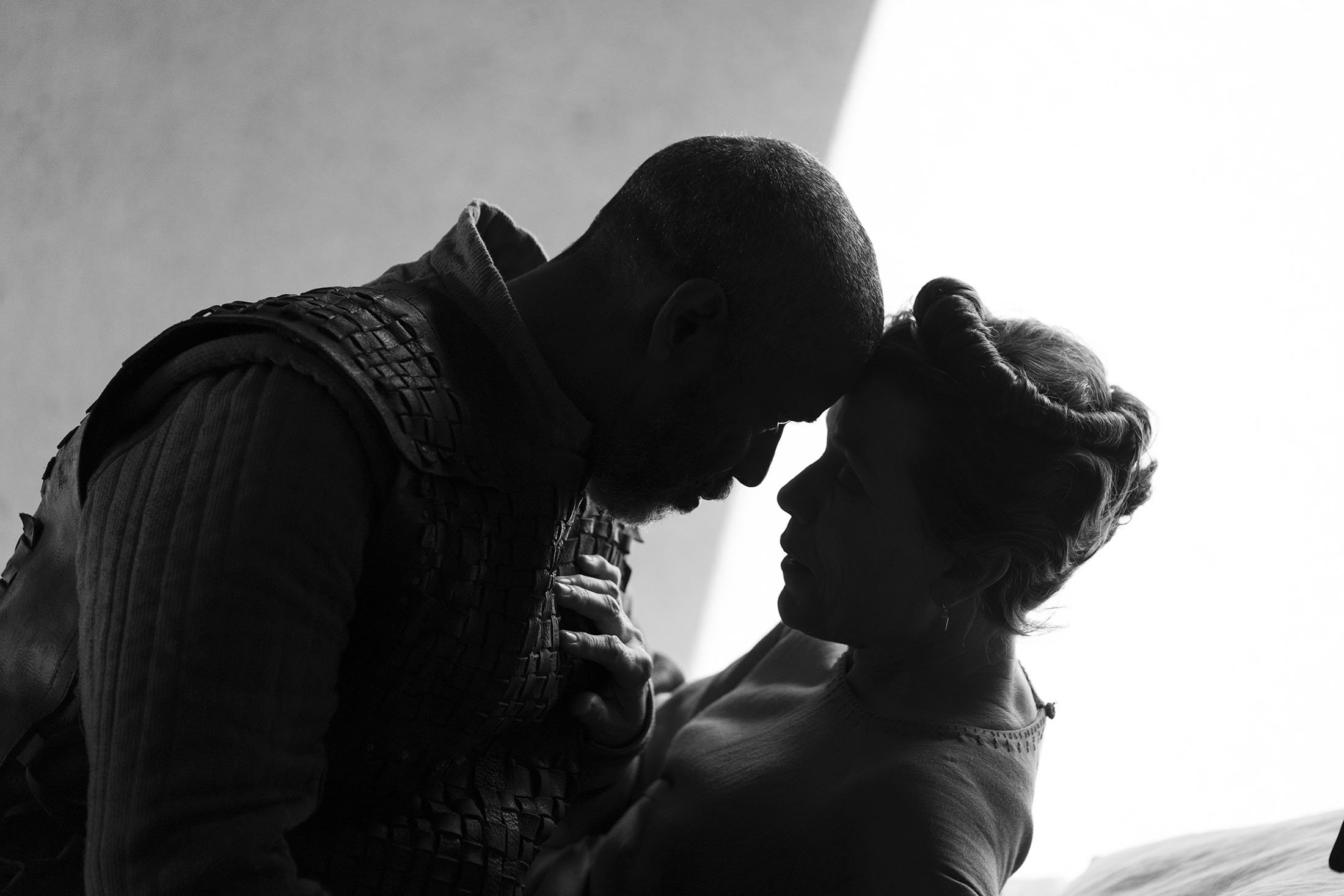 Denzel Washington (L) and Frances McDormand in a scene from the film "The Tragedy of Macbeth." (A24 via AP)