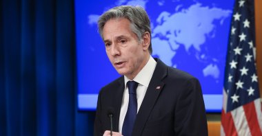 Secretary of State Antony Blinken delivers year-end remarks for 2021 during a news conference at the State Department in Washington, D.C., U.S., Dec. 21, 2021. (AP Photo)