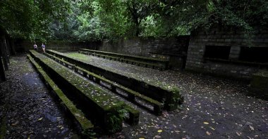 View of what was the dining hall of the prison at Gorgona Island, in the Pacific Ocean, off southwestern Colombia, Nov. 30, 2021. (AFP Photo)