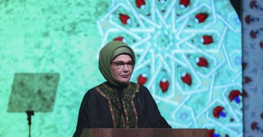 First lady Emine Erdoğan speaks during an event on the sidelines of the 3rd Turkey-Africa Partnership Summit in Istanbul, Turkey, Dec. 18, 2021. (AA Photo) 