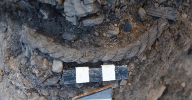 A view of the rope remains in Seyitömer Mound, Kütahya, western Turkey, Dec. 23, 2021. (AA Photo)