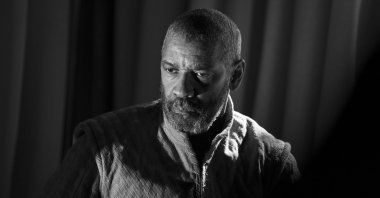 Denzel Washington in a scene from the film &quot;The Tragedy of Macbeth.&quot; (A24 via AP)
