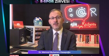 Turkey’s Youth and Sports Minister Mehmet Muharrem Kasapoğlu speaks during the online "Esports Business" summit, Dec. 23, 2021.