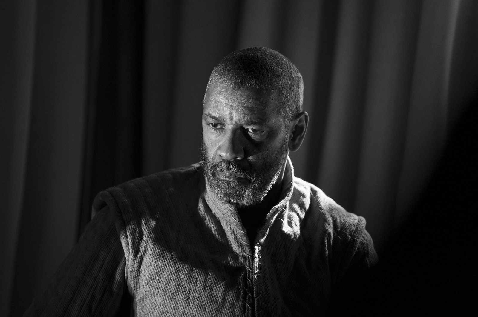 Denzel Washington in a scene from the film &quot;The Tragedy of Macbeth.&quot; (A24 via AP)