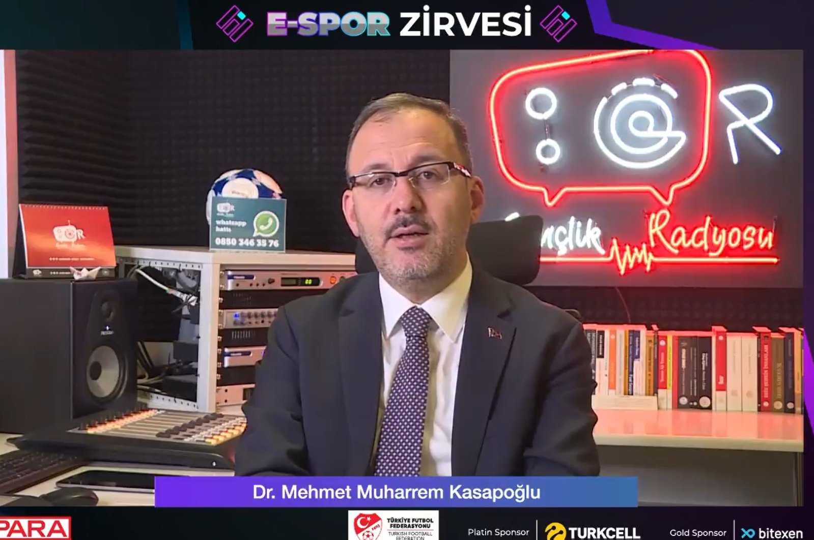 Turkey’s Youth and Sports Minister Mehmet Muharrem Kasapoğlu speaks during the online "Esports Business" summit, Dec. 23, 2021.