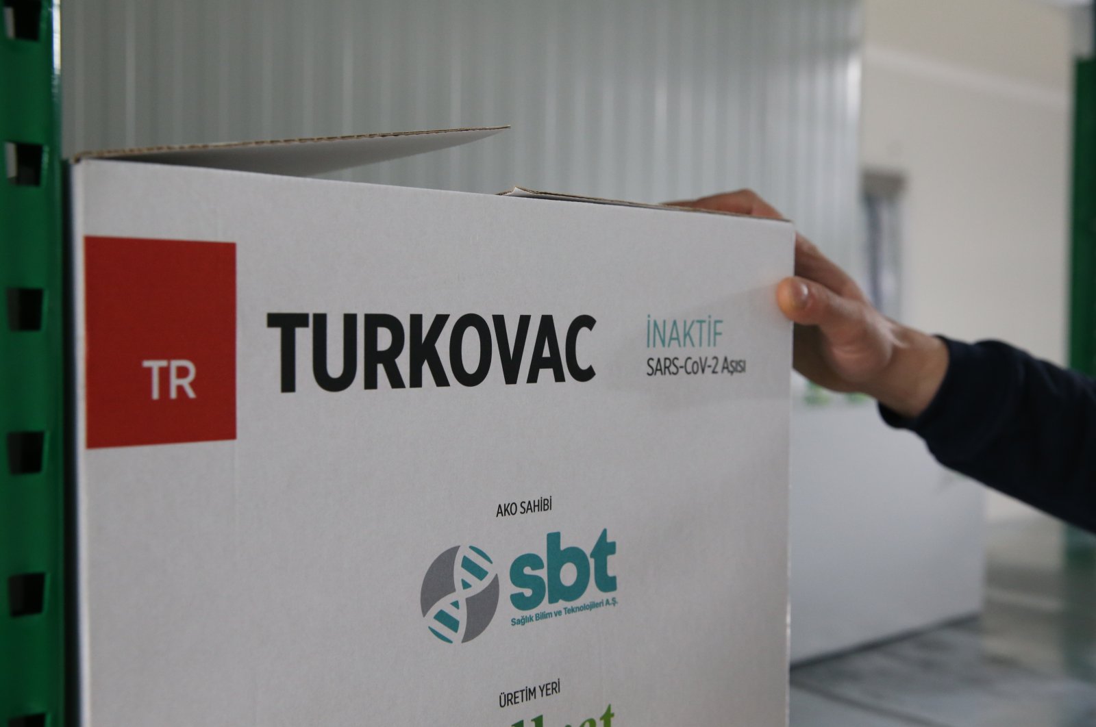 A view of a box containing Turkovac vaccines during distribution, Şanlıurfa, southeastern Turkey, Dec. 24, 2021. (AA Photo)