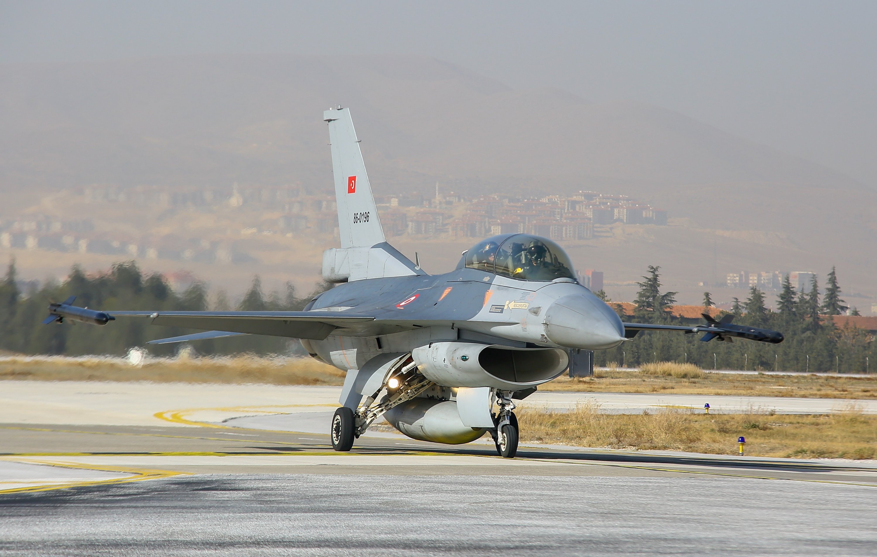 A SOLOTÜRK F-16 getting ready for takeoff, Ankara, Turkey, Dec. 25, 2021.