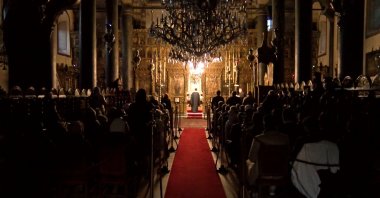 The Christmas service at St. George's Cathedral at Fener Greek Orthodox Patriarchate, in Fatih district, Istanbul, Turkey, Dec. 25, 2021. (DHA Photo)