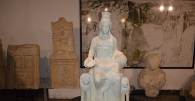 The statue of Cybele on display at Afyonkarahisar Museum, Dec. 25, 2021. (AA Photo)