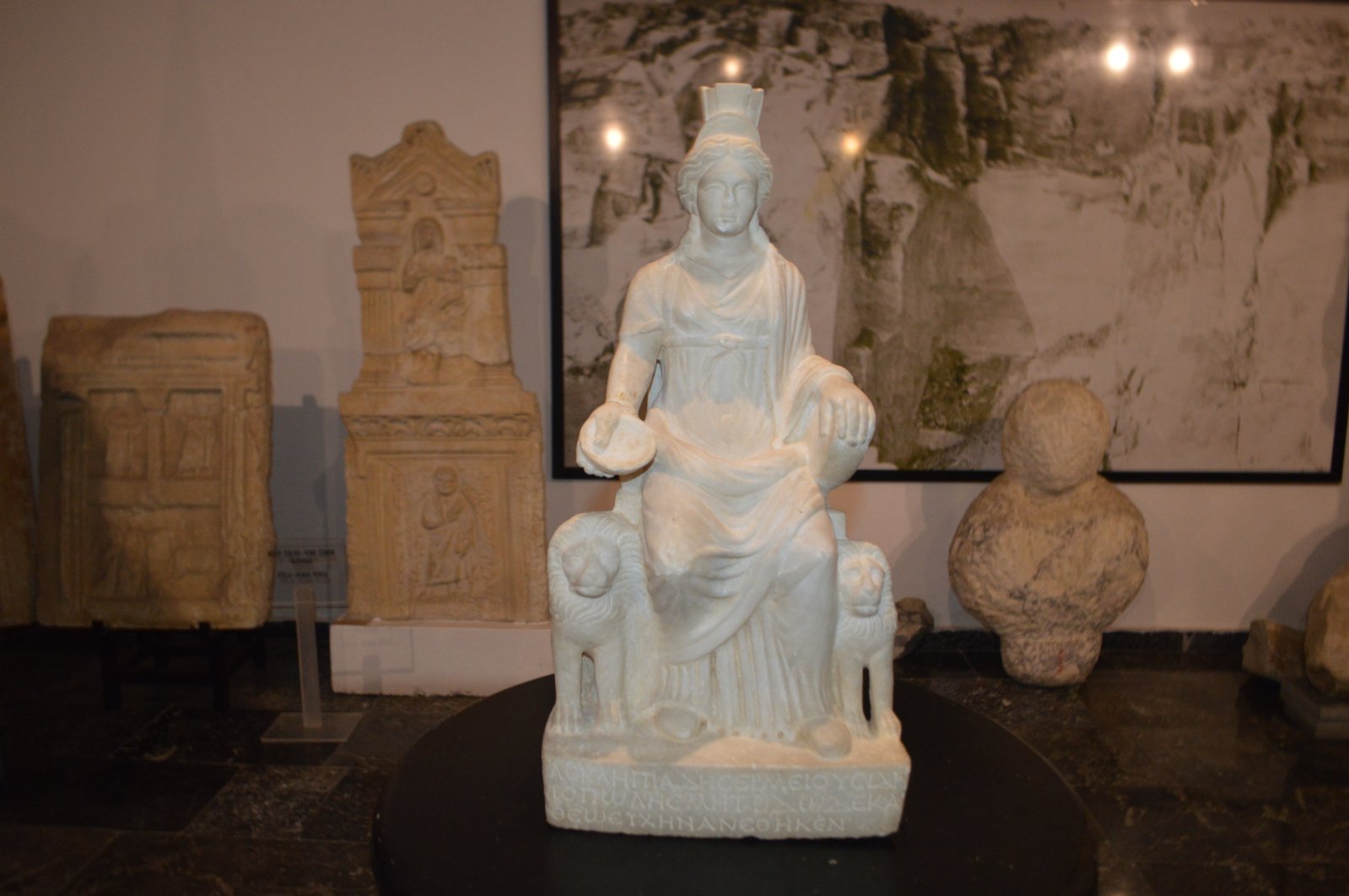 The statue of Cybele on display at Afyonkarahisar Museum, Dec. 25, 2021. (AA Photo)