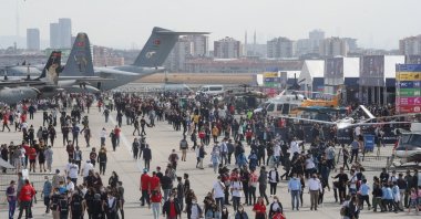 Visitors arrive at Atatürk Airport for the fourth edition of Turkey’s largest aerospace and technology event, Teknofest, in Istanbul, Turkey, Sept. 21, 2021. (DHA Photo)