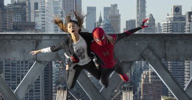 Zendaya (L) and Tom Holland, in a scene from the film &quot;Spider-Man: No Way Home.&quot; (Sony Pictures via AP)