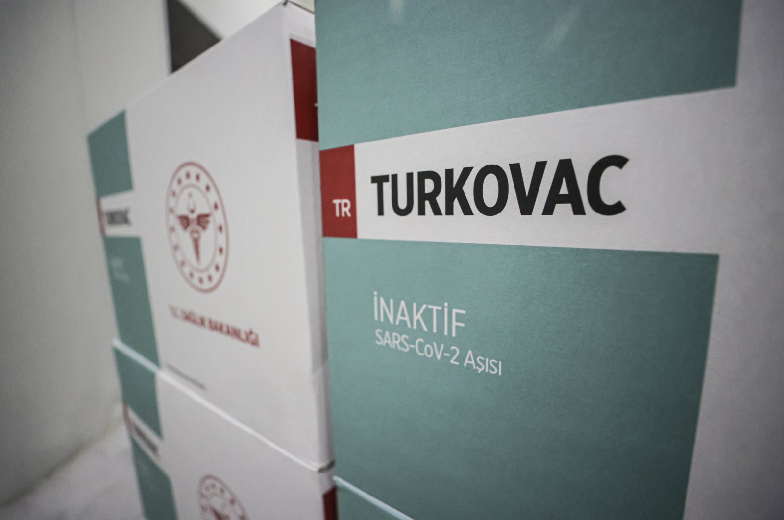 Boxes containing Turkovac vaccines are seen in a Health Ministry depot in Ankara, Turkey, Dec. 24, 2021 (AA Photo)