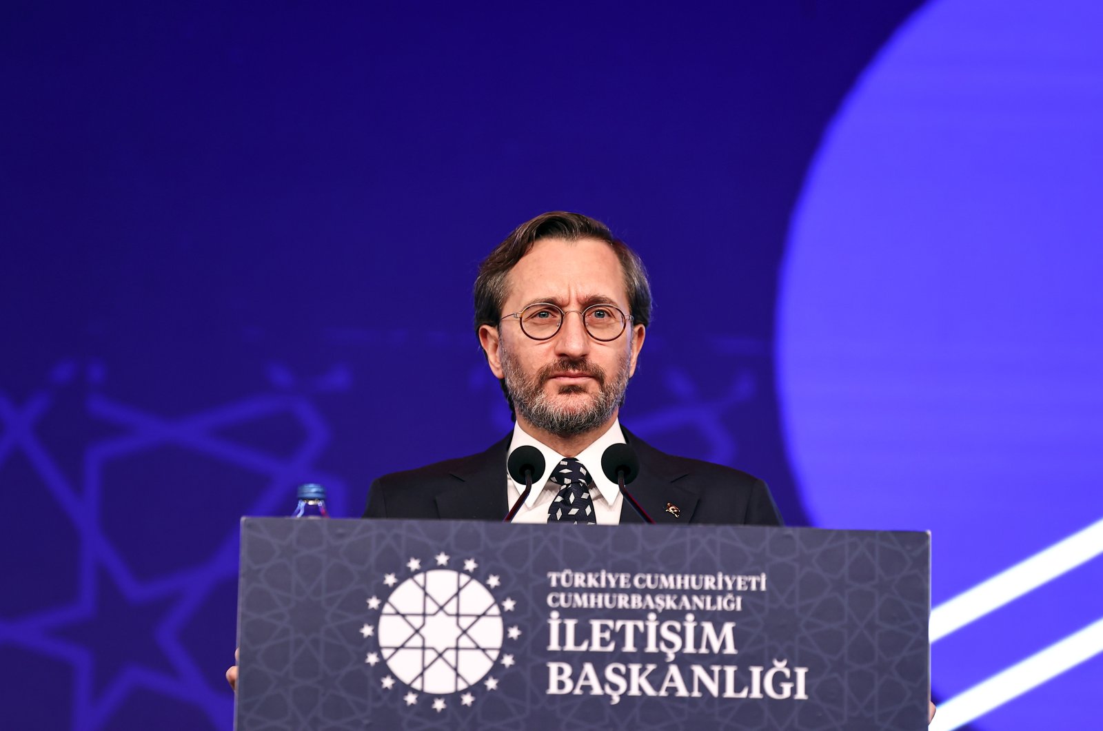 Turkey&#039;s Presidential Communications Director Fahrettin Altun speaks at the joint opening meeting of the &quot;National Strategic Communication Policy&quot; and &quot;Combating Disinformation&quot; workshops, Istanbul, Turkey, Dec. 26, 2021. (AA Photo)