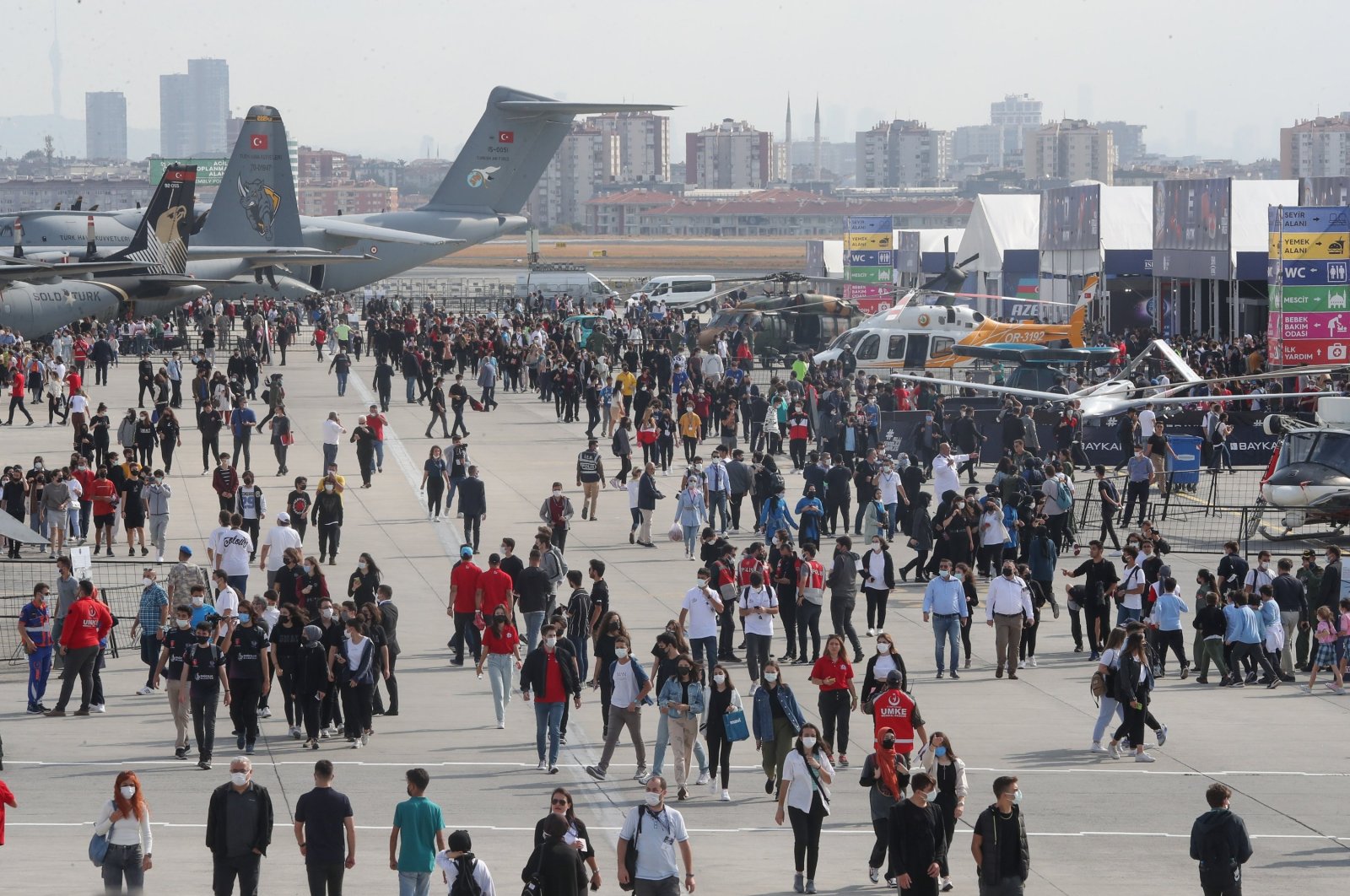 Visitors arrive at Atatürk Airport for the fourth edition of Turkey’s largest aerospace and technology event, Teknofest, in Istanbul, Turkey, Sept. 21, 2021. (DHA Photo)