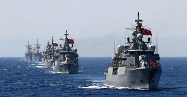 A general view of a military drill conducted by the Turkish Naval Forces in the Mediterranean Sea, June 7, 2021. (AA Photo)