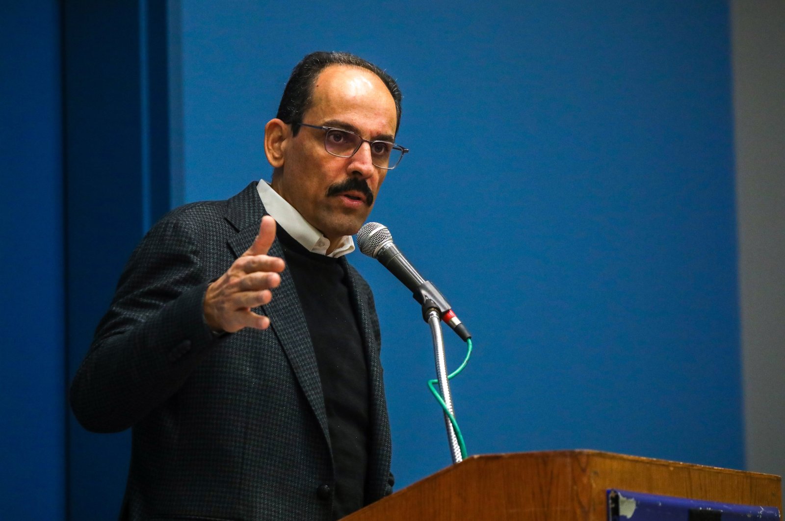 Presidential Spokesperson Ibrahim Kalın speaks at a meeting hosted by Turkey’s ambassador to the U.S. and its Chicago consul general in Chicago, U.S., Dec. 26, 2021. (AA Photo)