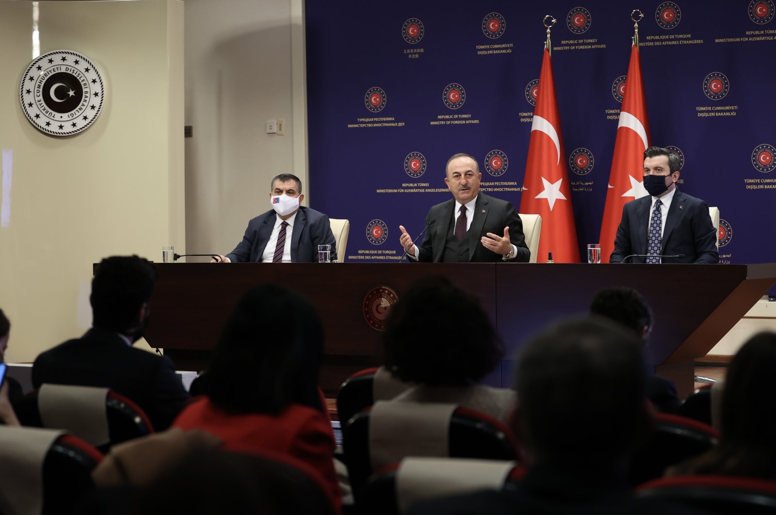 Foreign Minister Mevlüt Çavuşoğlu speaks at a press conference in Ankara, Turkey, Dec. 27, 2021 (AA Photo)