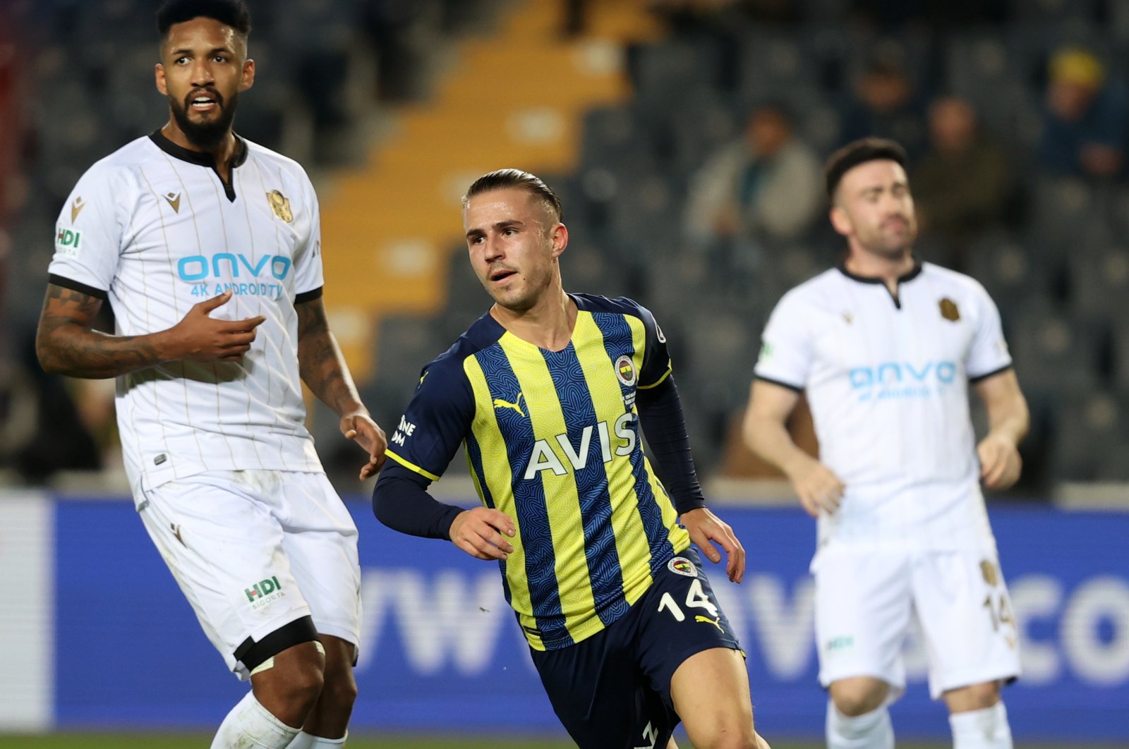 Fenerbahçe&#039;s Dimitris Pelkas (C) celebrates after scoring a goal in a Süper Lig match against Yeni Malatyaspor, Istanbul, Turkey, Dec. 26, 2021.