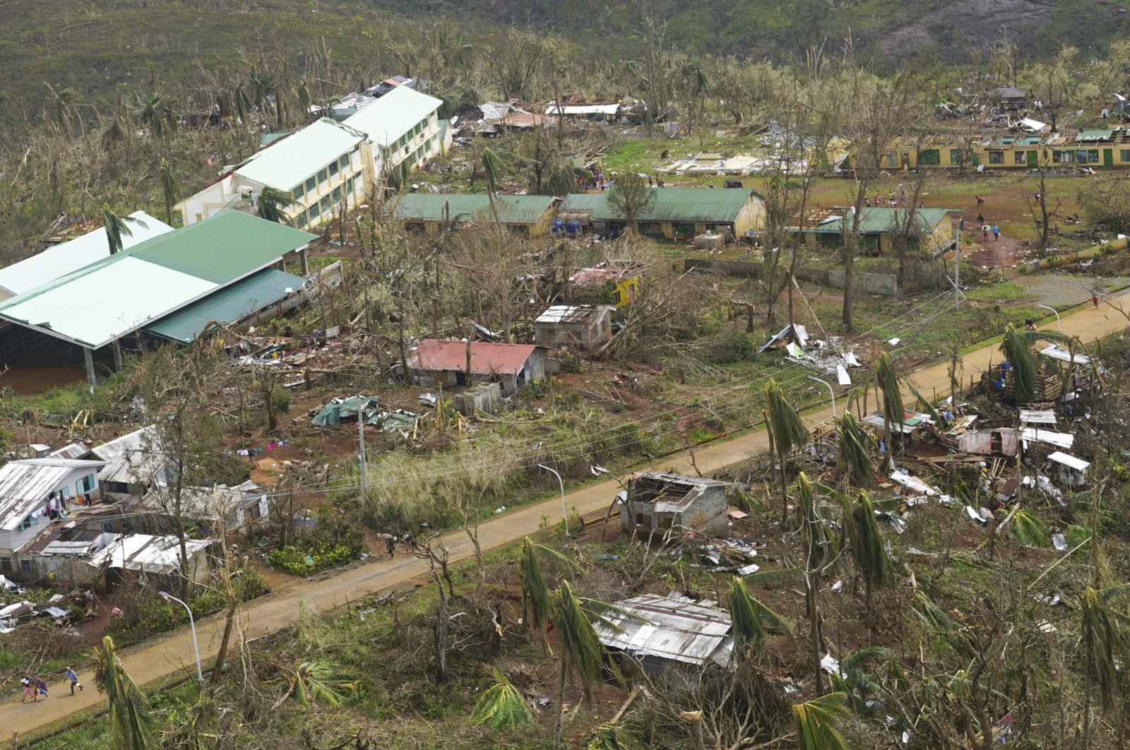 This photo provided by the Malacanang Presidential Photographers Division shows damaged homes due to Typhoon Rai in Dinagat island, southern Philippines on Dec. 22, 2021. (AP Photo)
