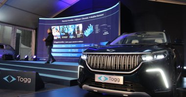 Togg CEO Gürcan Karakaş speaks at a meeting in the Gemlik factory, Bursa, northwestern Turkey, Dec. 27, 2021. (IHA Photo)