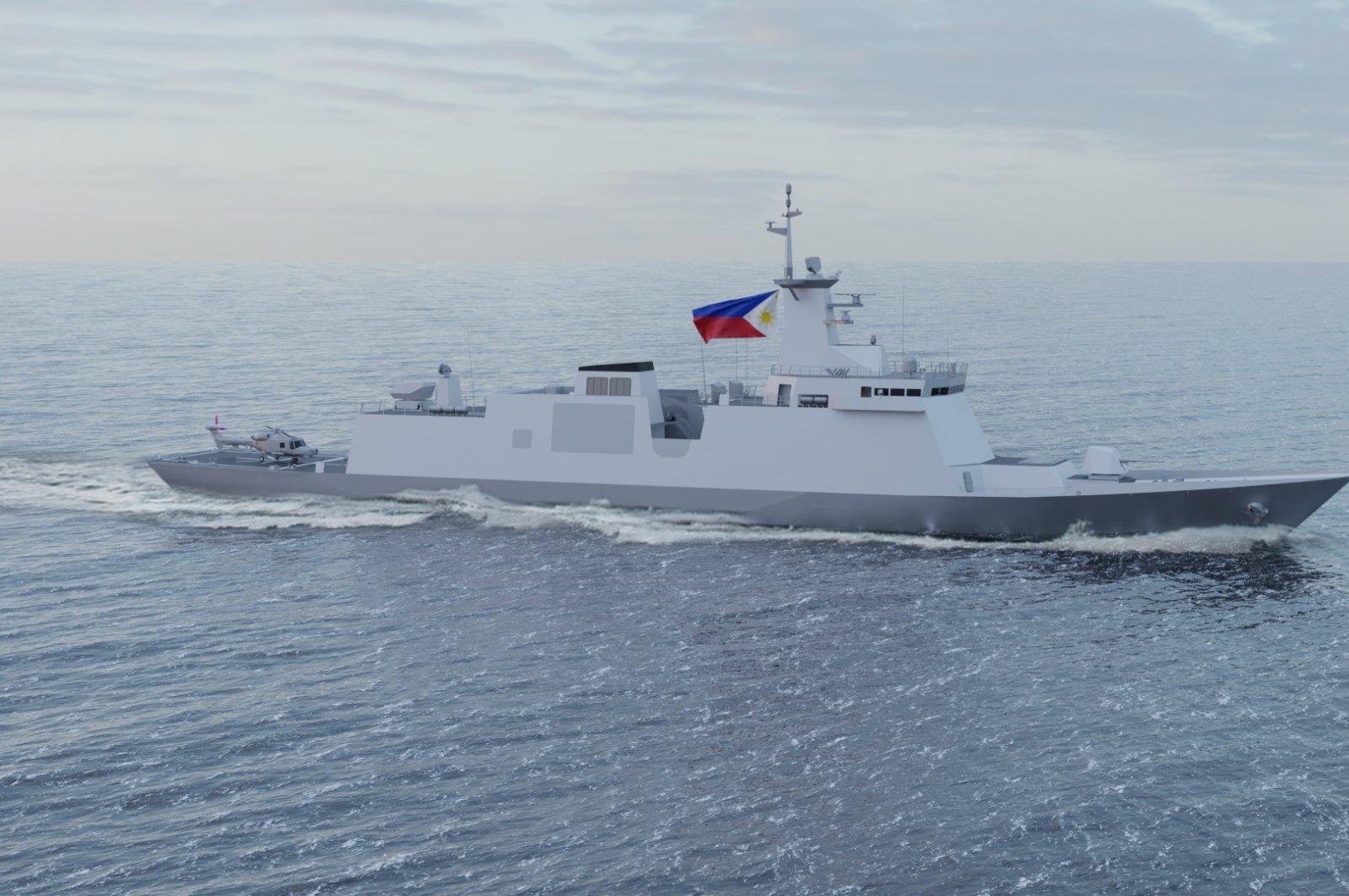 The new corvette design for the Philippine Navy is seen in this rendering image provided by HHI on Dec. 28, 2021.