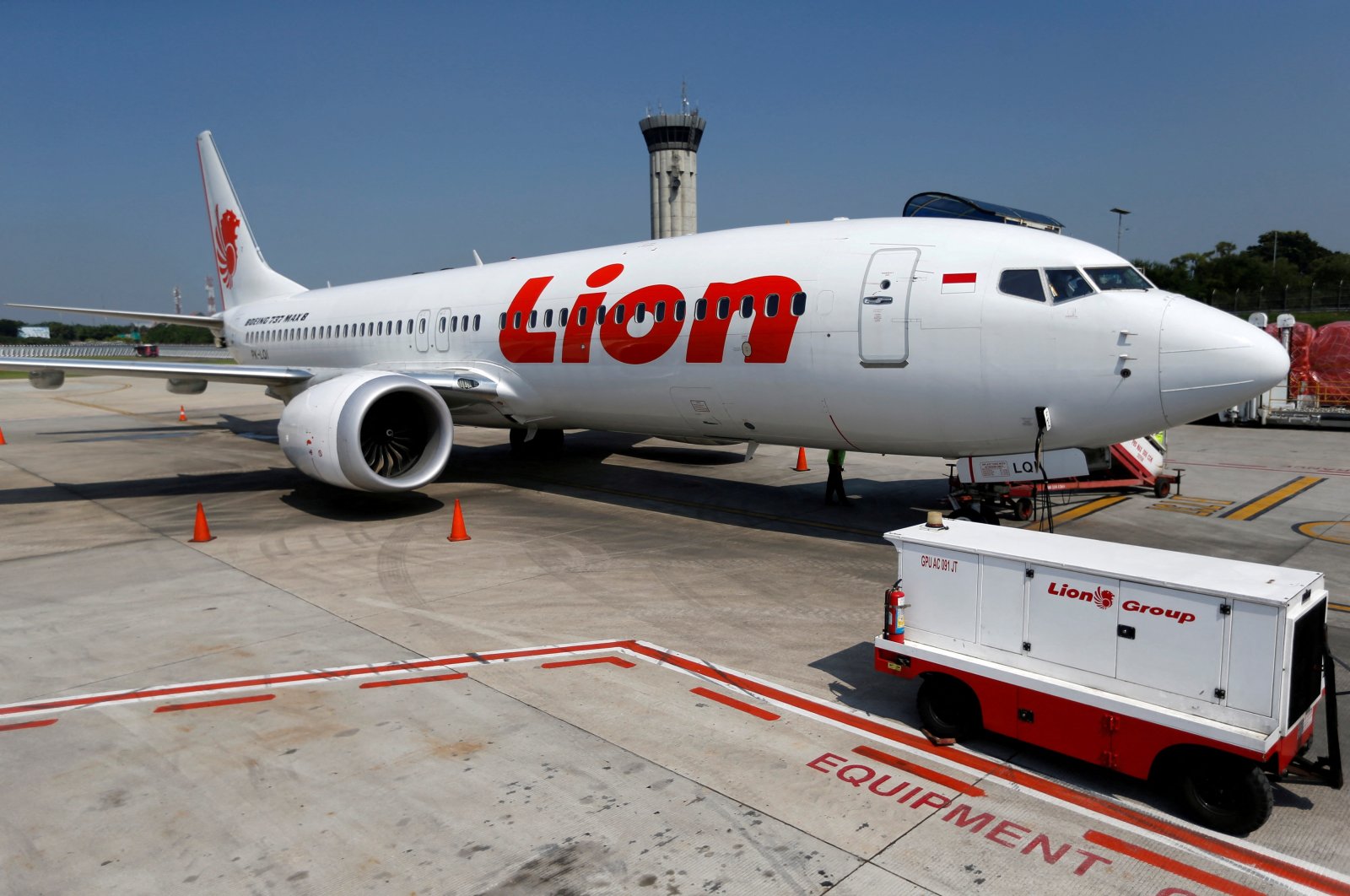 A Lion Air Boeing 737 Max 8 airplane is parked on the tarmac of Soekarno Hatta International airport near Jakarta, Indonesia, March 15, 2019. (Reuters Photo)