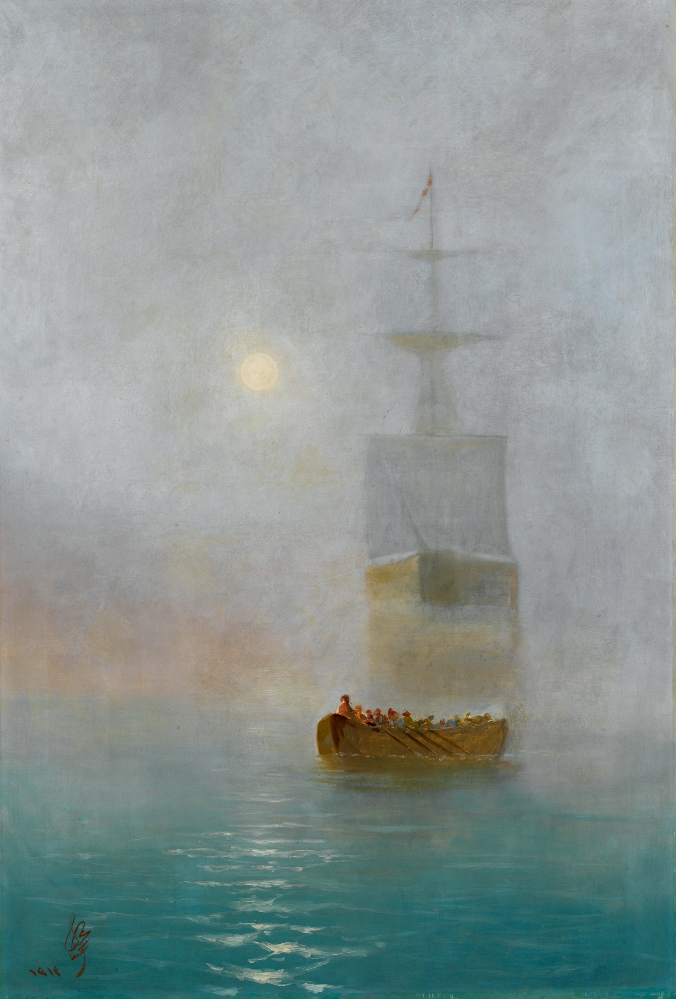 Abdülmecid Efendi, 'Siste Kalyon' ('Galley In the Fog'), oil on canvas, SSM Painting Collection.  (Courtesy of SSM)
