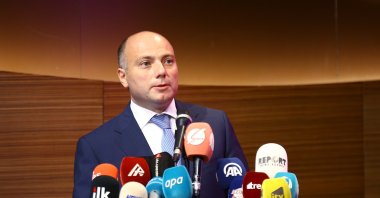 Azerbaijani Culture Minister Anar Kerimov speaks at a year-end assessment meeting in Azerbaijan, Dec. 28, 2021. (AA)