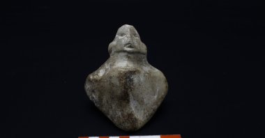 The marble statuette found in Çatalhöyük, Konya, central Turkey, Dec. 28, 2021. (AA)