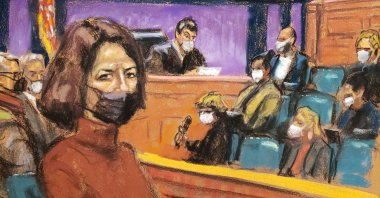 Jeffrey Epstein associate Ghislaine Maxwell sits as the guilty verdict in her sex abuse trial is read in a courtroom sketch in New York City, U.S., Dec. 29, 2021. (Reuters Photo)