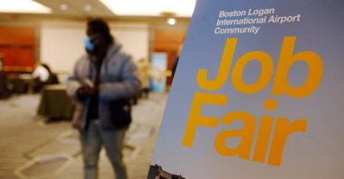 A job seeker leaves the job fair for airport-related employment at Logan International Airport in Boston, Massachusetts, U.S., Dec. 7, 2021. (Reuters Photo)