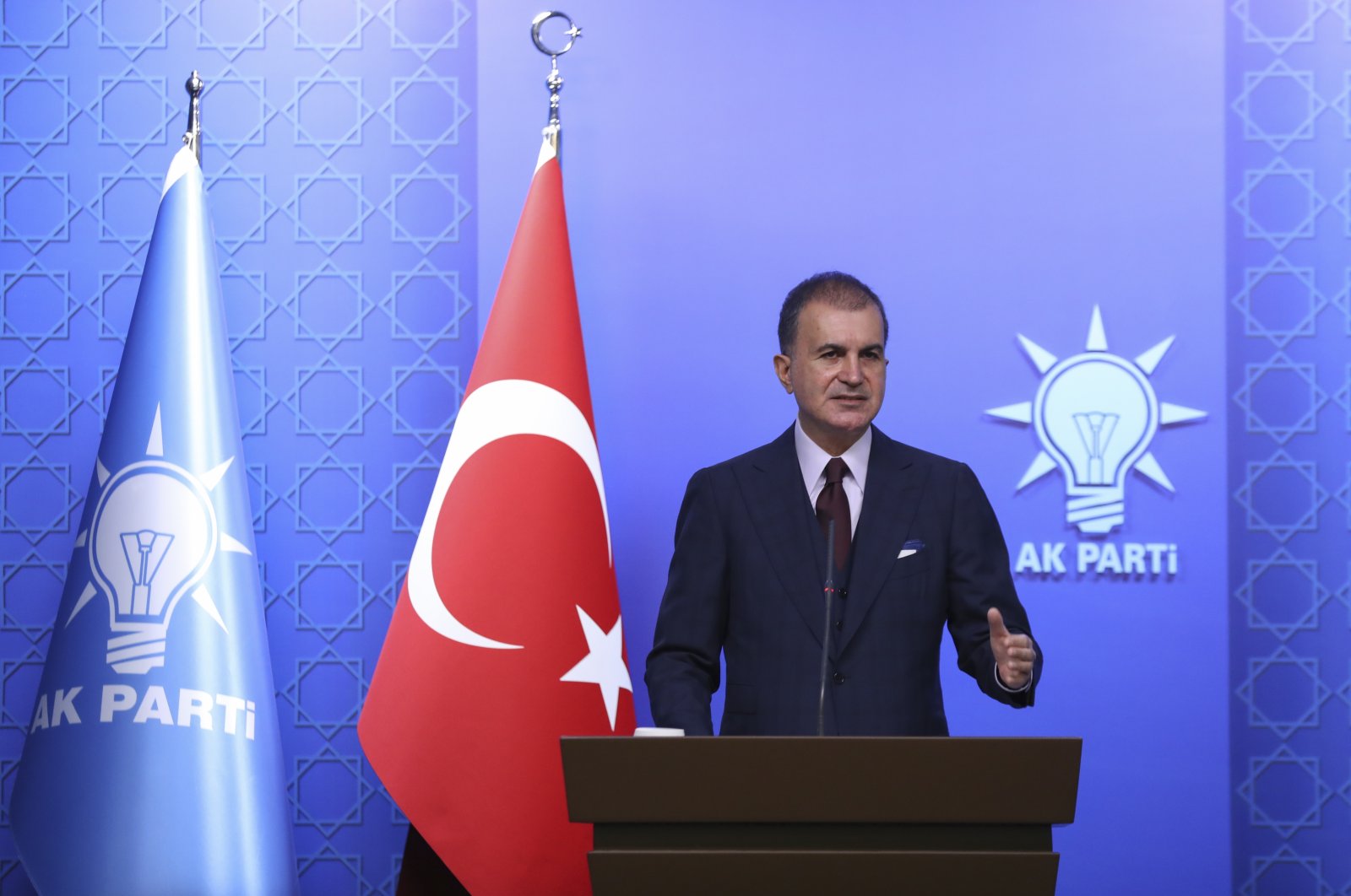 AK Party spokesperson Ömer Çelik speaks at a news conference following a party meeting in the capital Ankara, Wednesday, Dec. 29, 2021. (AA Photo)