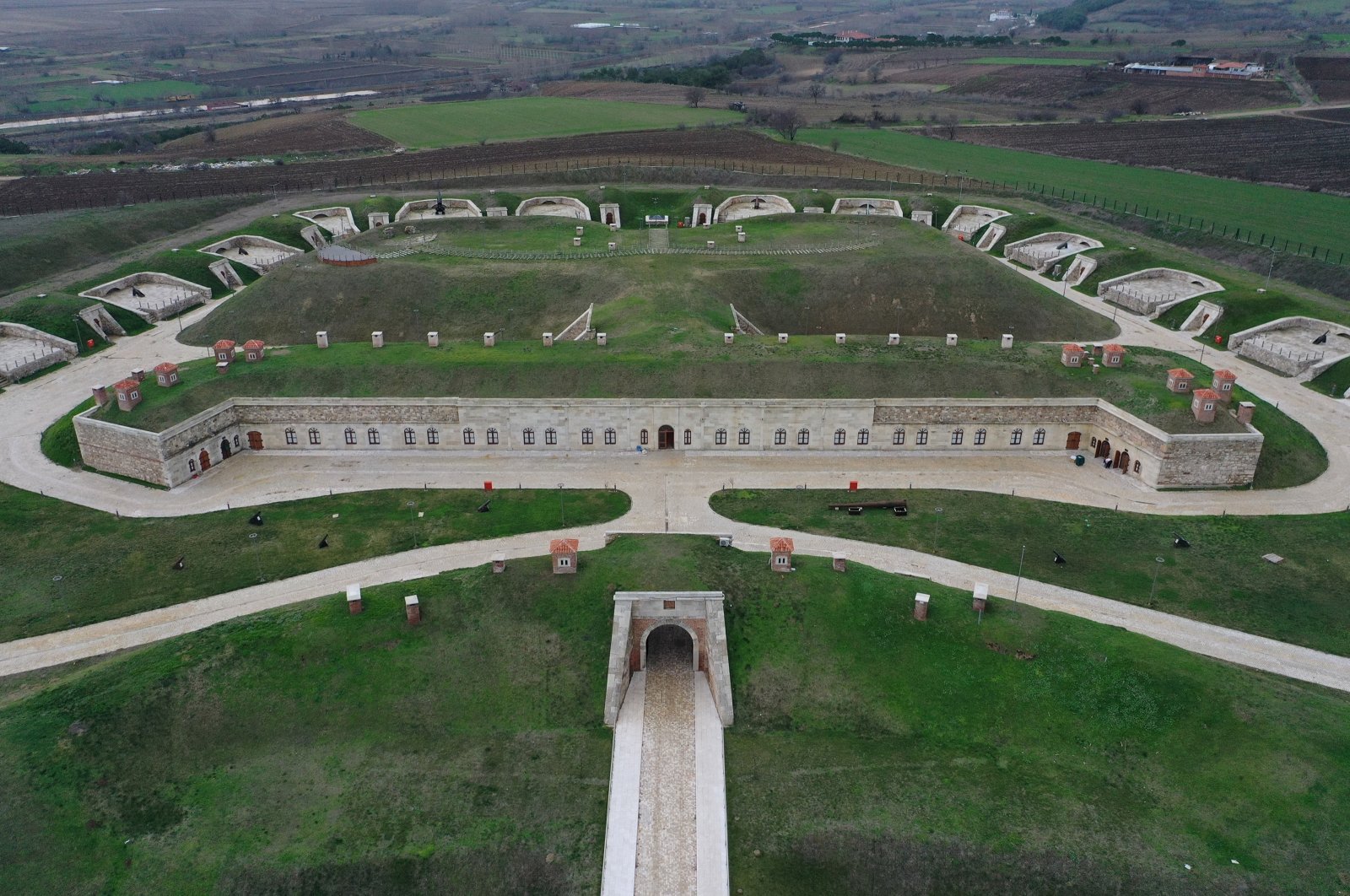 This aerial picture shows the restored Hıdırlık Bastion near Edirne in northwestern Turkey, Dec. 27, 2021. (AA Photo)