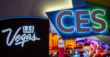 The CES logo is seen inside the Las Vegas Convention Center during CES 2019, U.S., Jan. 8, 2019.