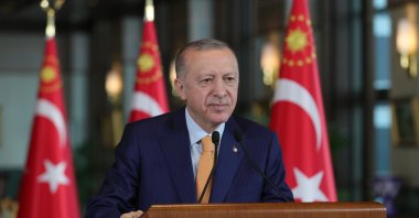 President Recep Tayyip Erdoğan attends a ceremony via video in the capital Ankara, Turkey, Dec. 29, 2021. (AA Photo)