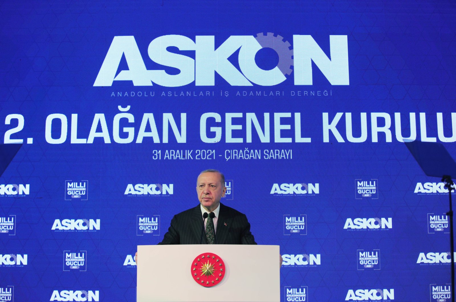 President Recep Tayyip Erdoğan speaks during an event in Istanbul, Turkey, Dec. 31, 2021. (AA Photo)