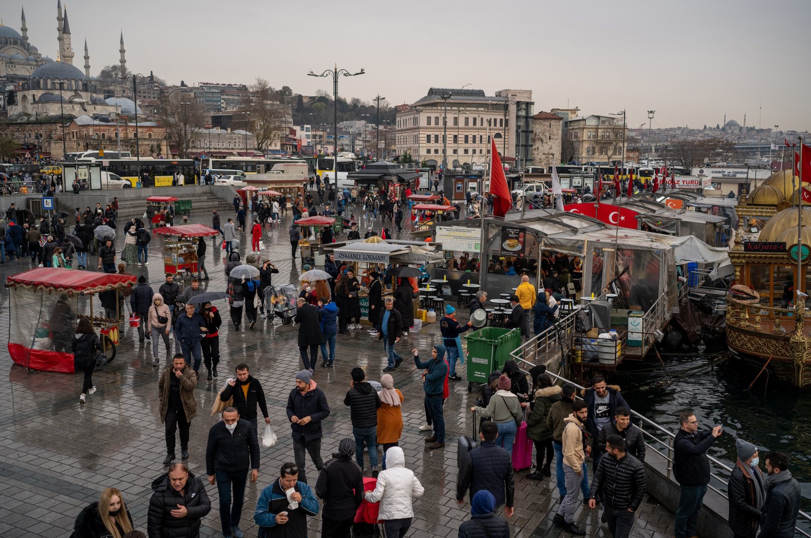 People walk in the Eminönü neighborhood, in Istanbul, Turkey, Dec. 29, 2021. (Reuters Photo)
