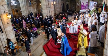 A general view of the state funeral of late Archbishop Desmond Tutu at Saint George's Cathedral in Cape Town, South Africa, Jan. 1, 2022. (Reuters Photo)