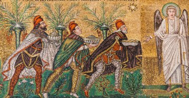 A mosaic depicting the three magi and Jesus Christ can be seen at the Basilica of Sant’Apollinare Nuovo in Ravenna, Italy, Nov. 4, 2012. (Shutterstock Photo)