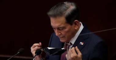 President of Panama Laurentino Cortizo speaks during a speech to Parliament, in Panama City, Panama, Jan. 2 2022. (EPA Photo)