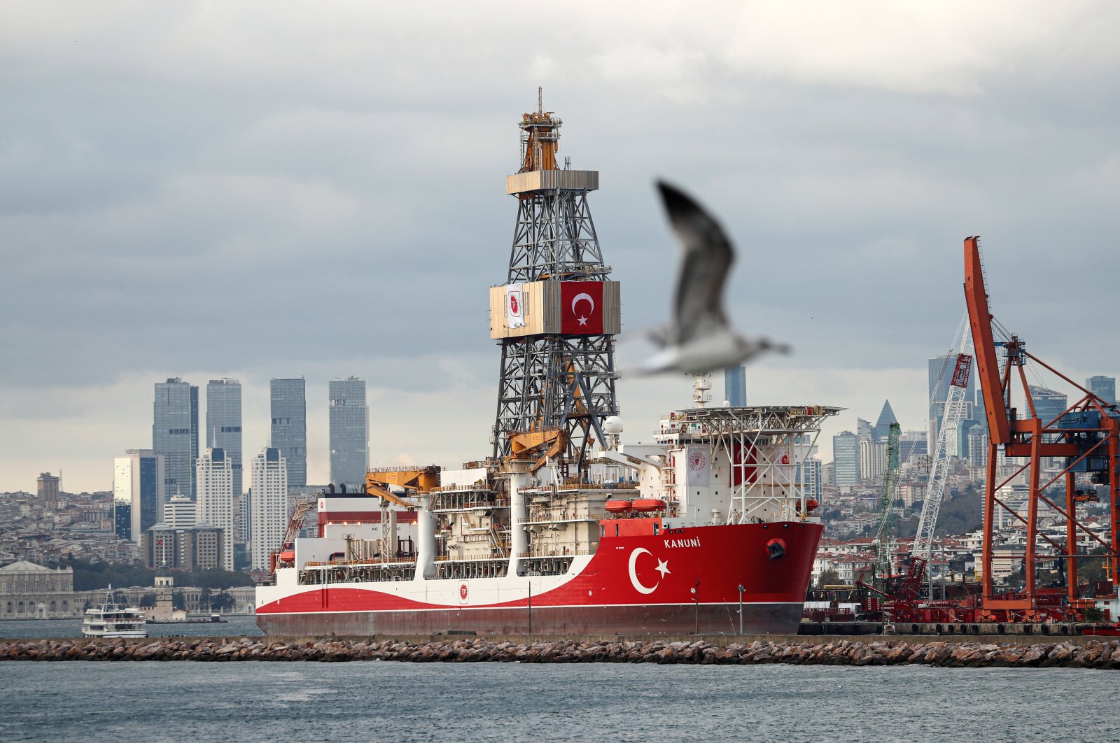 Turkish drilling ship Kanuni is seen at the port of Haydarpaşa in Istanbul, Turkey, Oct. 19, 2020. (Reuters Photo)