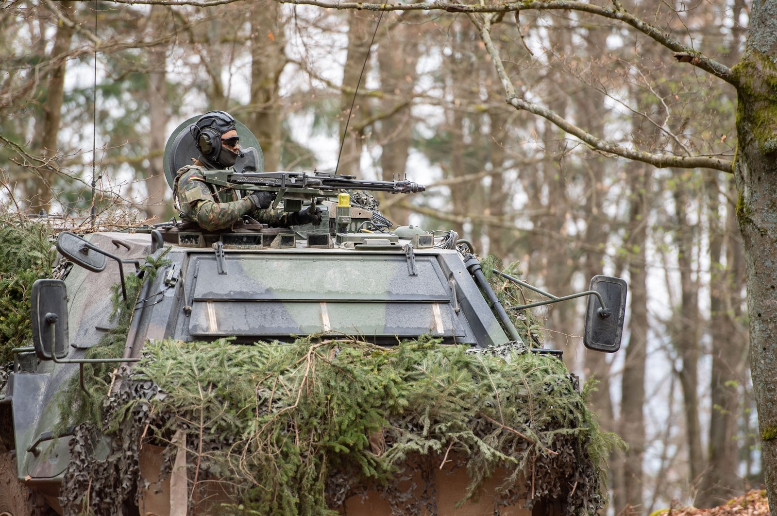 A soldier of the German Bundeswehr secures a Tactical Operations Center during the Allied Spirit X international military exercises at the U.S. 7th Army training center near Hohenfels, Germany, April 9, 2019. (Getty Images)