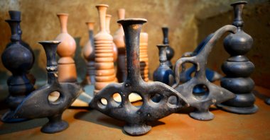 Some works by Osman Bircan at his workshop, Avanos, Nevşehir, central Turkey, Jan. 2, 2022. (AA Photo)